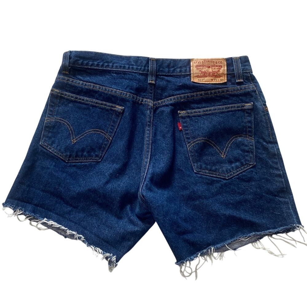 Vintage Levi’s 517 Dark Wash Cutoff Denim Shorts Jorts size 35 Waist
